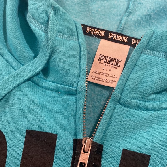 VS PINK Funnel-neck Zip Hoodie in Turquoise - Picture 2 of 5